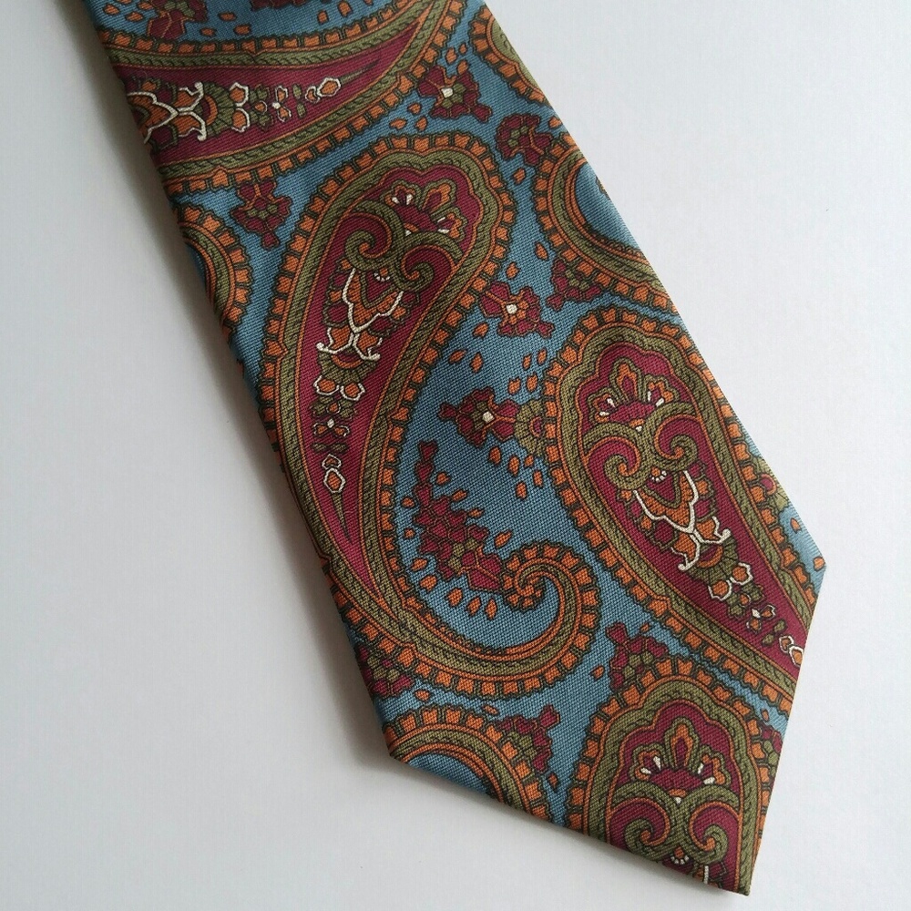 Auth Vintage Christian Dior tie blue paisley - Picture 1 of 6